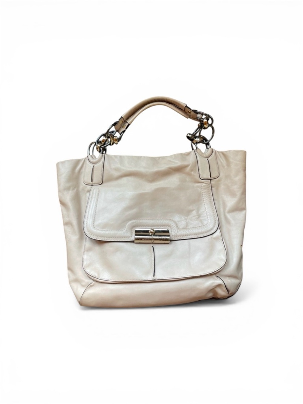Coach Cream Leather Shoulder Bag / Purse with Gorgeous Hardware